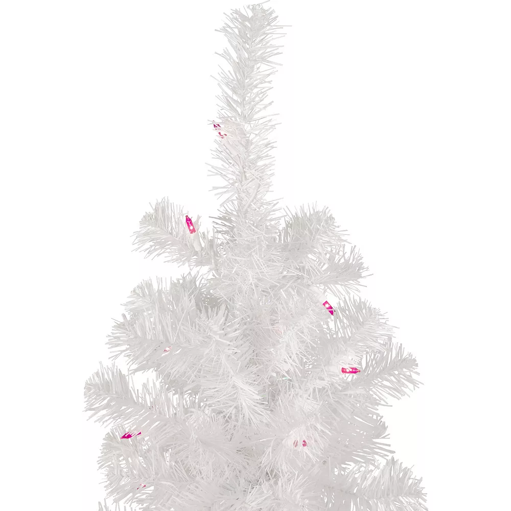 Christmas Central 4' Pre-Lit White Pine Slim Artificial Christmas Tree - Pink Lights 2 Christmas Central 4' Pre-Lit White Pine Slim Artificial Christmas Tree - Pink Lights - Image 2