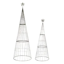 Christmas Central Set Of 2 Gray Christmas Tree With Star 8'