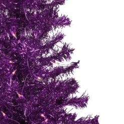 Christmas Central 4' Pre-Lit Purple Artificial Tinsel Christmas Tree Clear Lights -Christmas Central Shop 6046231 ALT2