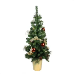 Christmas Central 48" Red Gold And Copper Potted Artificial Christmas Tree - Unlit