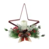 Christmas Central 15" Battery Operated Green And Red Christmas Pine Needle Candle Holder