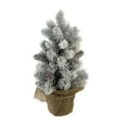 Christmas Central 12" Potted Flocked Pine With Pine Cones Medium Artificial Christmas Tree Unlit