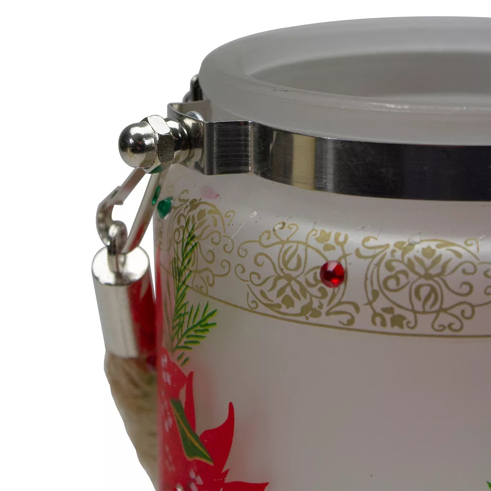 Christmas Central 4" Hand-Painted Red Poinsettias And Gold Flameless Glass Christmas Candle Holder 3 Christmas Central 4" Hand-Painted Red Poinsettias And Gold Flameless Glass Christmas Candle Holder - Image 3