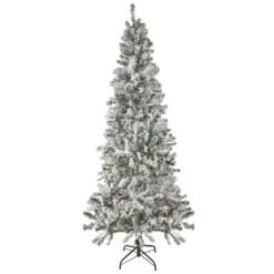 Christmas Central 6' Pre-Lit Slim Flocked Pine Artificial Christmas Tree Clear Lights