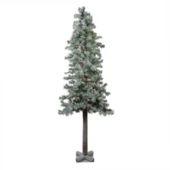 Christmas Central 6ft Lightly Flocked Glittered Woodland Alpine Artificial Christmas Tree - Clear Lights