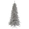 Christmas Central 6.5' Pre-Lit Silver Tinsel Pine Slim Artificial Christmas Tree - Clear Lights