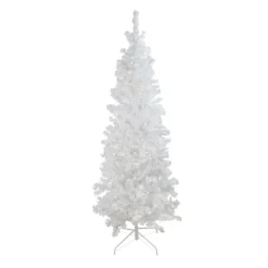 Christmas Central 6.5' Pre-Lit Pencil White Winston Pine Artificial Christmas Tree - Warm White LED Lights
