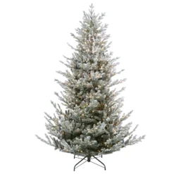 Christmas Central 6.5ft Pre-Lit Flocked Little River Fir Artificial Christmas Tree - Clear Lights