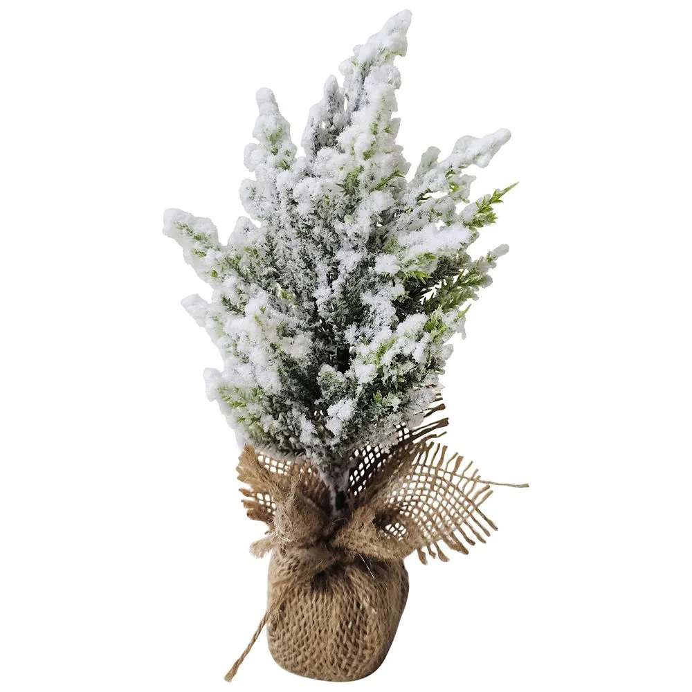 Christmas Central 9.5" Heavily Flocked Pine Tree In Burlap Base Christmas Decoration 1 Christmas Central 9.5" Heavily Flocked Pine Tree In Burlap Base Christmas Decoration