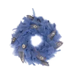Christmas Central 12" Blue And Gray Feather Artificial Christmas Wreath - Unlit