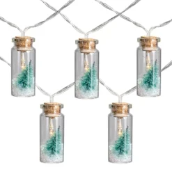 Christmas Central 10 B/O Corked Bottle With Tree LED Warm White Christmas Lights - 3 Ft Clear Wire