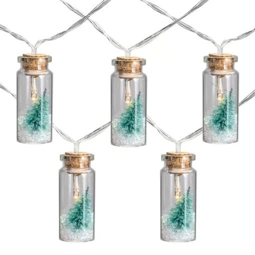 Christmas Central 10 B/O Corked Bottle With Tree LED Warm White Christmas Lights - 3 Ft Clear Wire -Christmas Central Shop 6051026