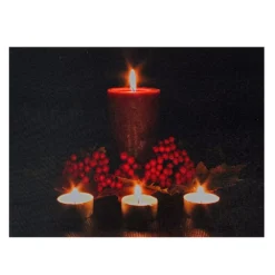 Christmas Central Red And Green LED Lighted Candles Christmas Canvas Wall Art 12" X 15.75"