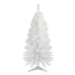 Christmas Central 4' Pre-Lit White Pine Slim Artificial Christmas Tree - Multi Lights