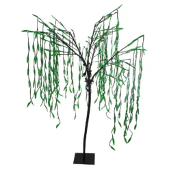 Christmas Central 6' Lighted Christmas Willow Tree Outdoor Decoration - Green LED Lights
