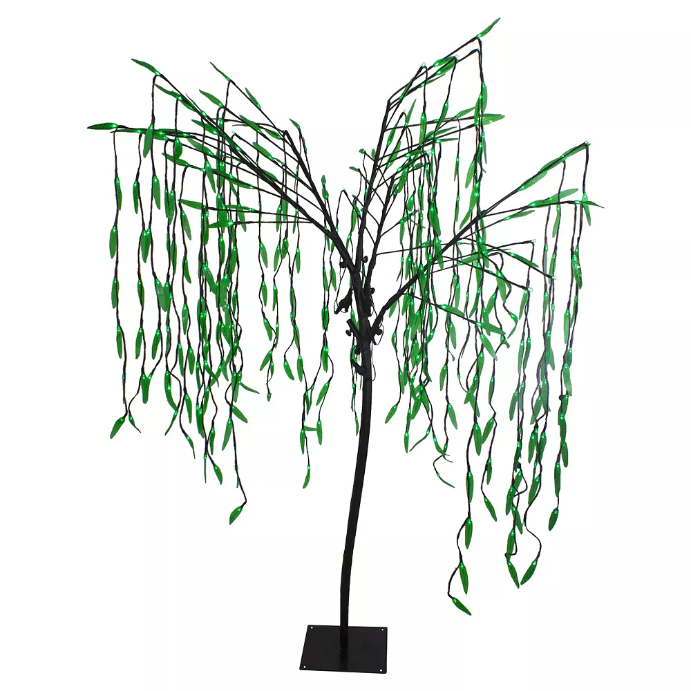 Christmas Central 6' Lighted Christmas Willow Tree Outdoor Decoration - Green LED Lights 1 Christmas Central 6' Lighted Christmas Willow Tree Outdoor Decoration - Green LED Lights