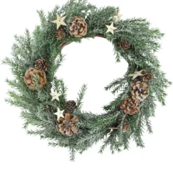 Christmas Central Classic Pine With Pine Cones And Stars Artificial Christmas Wreath 13-Inch Unlit
