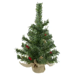 Christmas Central 16" Potted Red Berries And Pine Cones Medium Artificial Christmas Tree Unlit