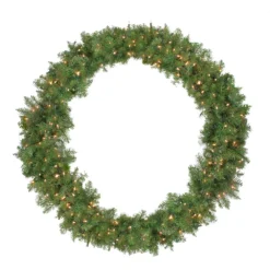 Christmas Central Pre-Lit Rockwood Pine Artificial Christmas Wreath 48-Inch Clear Lights