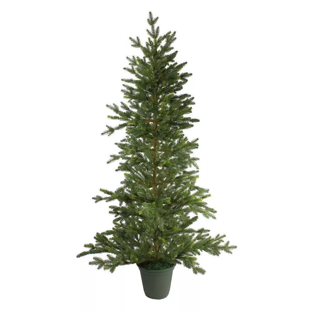 Christmas Central 6' Noble Pine Slim Artificial Christmas Tree In Terracotta Pot - Unlit 1 Christmas Central 6' Noble Pine Slim Artificial Christmas Tree In Terracotta Pot - Unlit