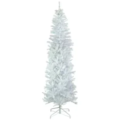 Christmas Central 6.5' Pre-Lit Woodbury White Pine Pencil Artificial Christmas Tree Green Lights