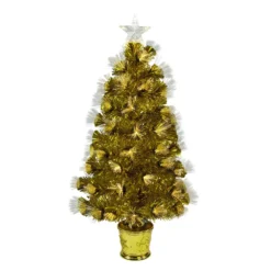 Christmas Central 3' Pre-Lit Gold Fiber Optic Artificial Christmas Tree White Lights