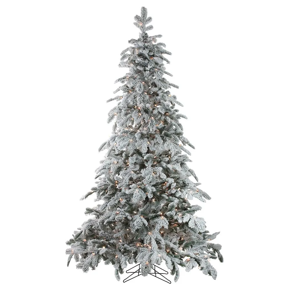 Christmas Central 7.5' Pre-Lit Full Flocked Whistler Noble Fir Artificial Christmas Tree - Clear Lights 1 Christmas Central 7.5' Pre-Lit Full Flocked Whistler Noble Fir Artificial Christmas Tree - Clear Lights