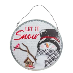 Christmas Central 13.5" Snowman With Birdhouse Let It Snow Christmas Wall Decor