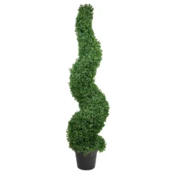 Christmas Central 48" Two Tone Green Artificial Spiral Boxwood Topiary Potted Tree