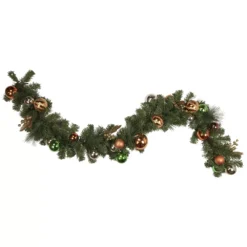 Christmas Central 6' X 12'' Green Artificial Mixed Foliage With Ornaments Christmas Garland Unlit