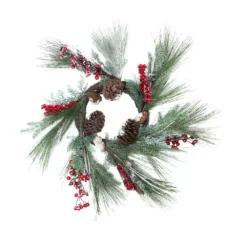 Christmas Central Berries With Pine Cones And Pine Sprigs Artificial Christmas Wreath - 32-Inch Unlit