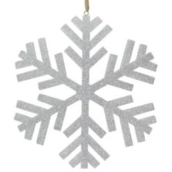 Christmas Central 11.75" Silver Glitter Drenched Snowflake Christmas Ornament