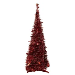 Christmas Central 4' Red Tinsel Pop-Up Artificial Christmas Tree Unlit