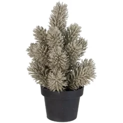 Christmas Central 8.5 Potted Champagne Metallic Glitter Artificial Pine Christmas Tree - Unlit