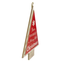 Christmas Central 16” Red And White Merry Little Christmas Tree Wooden Hanging Wall Sign -Christmas Central Shop 6052165 ALT2