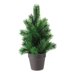 Christmas Central 11" Matte Finish Mini Pine Christmas Tree In Dark Coffee Brown Vase - Unlit