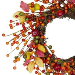 Christmas Central Berries And Apples Foliage Twig Artificial Thanksgiving Wreath - 18-Inch Unlit -Christmas Central Shop 6052403 ALT2