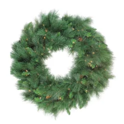 Christmas Central Pre-Lit White Valley Pine Artificial Christmas Wreath - 36-Inch Clear Lights
