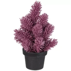 Christmas Central 8.5" Pink Potted Metallic Glitter Artificial Pine Christmas Tree - Unlit