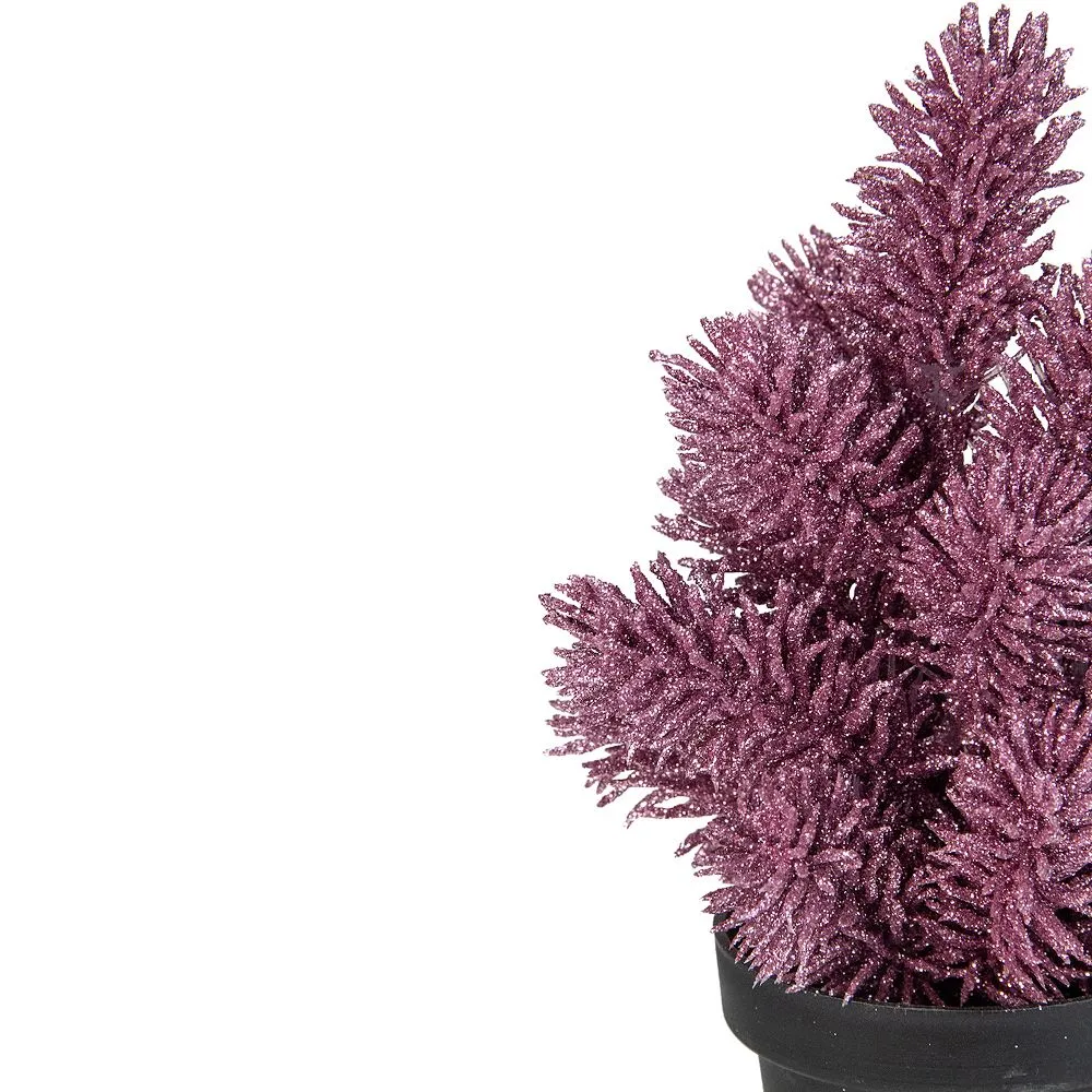 Christmas Central 8.5" Pink Potted Metallic Glitter Artificial Pine Christmas Tree - Unlit 2 Christmas Central 8.5" Pink Potted Metallic Glitter Artificial Pine Christmas Tree - Unlit - Image 2