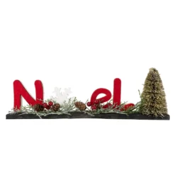 Christmas Central 14" Red Noel Winter Scene With Snowflake Christmas Sign