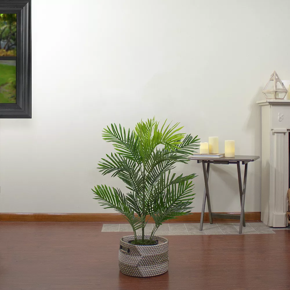Christmas Central 40" Potted Two Tone Green Artificial Tropical Mini Palm Tree 2 Christmas Central 40" Potted Two Tone Green Artificial Tropical Mini Palm Tree - Image 2