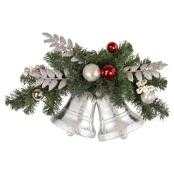 Christmas Central 18" Decorated Green Pine Artificial Christmas Swag With Silver Bells