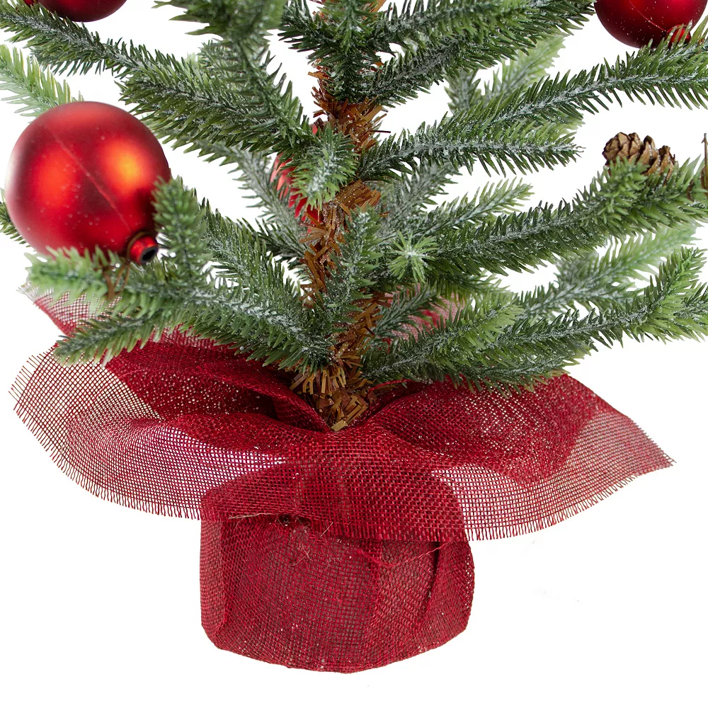 Christmas Central 18" Potted Pine With Red Ornaments Medium Artificial Christmas Tree Unlit 2 Christmas Central 18" Potted Pine With Red Ornaments Medium Artificial Christmas Tree Unlit - Image 2