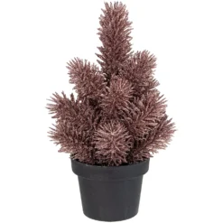 Christmas Central 8.5" Rose Gold Potted Glittered Artificial Pine Christmas Tree - Unlit