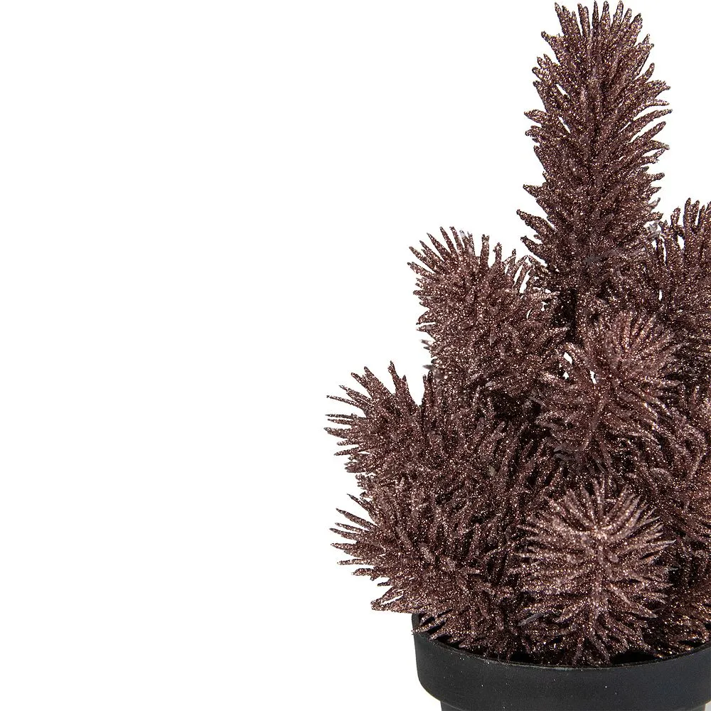 Christmas Central 8.5" Rose Gold Potted Glittered Artificial Pine Christmas Tree - Unlit 2 Christmas Central 8.5" Rose Gold Potted Glittered Artificial Pine Christmas Tree - Unlit - Image 2