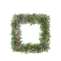 Christmas Central Square Boxwood And Berries Pine Cone Artificial Christmas Wreath 18-Inch Unlit