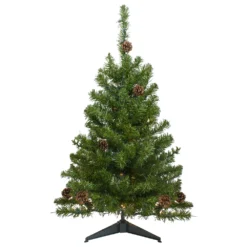 Christmas Central 3' Pre-Lit Canadian Pine With Pine Cones Artificial Christmas Tree - Clear Lights