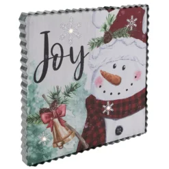 Christmas Central 12" LED Lighted 'Joy' Snowman Christmas Canvas Wall Art -Christmas Central Shop 6052859 ALT2