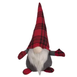 Christmas Central 13" Red And Black Plaid Gnome Christmas Figure